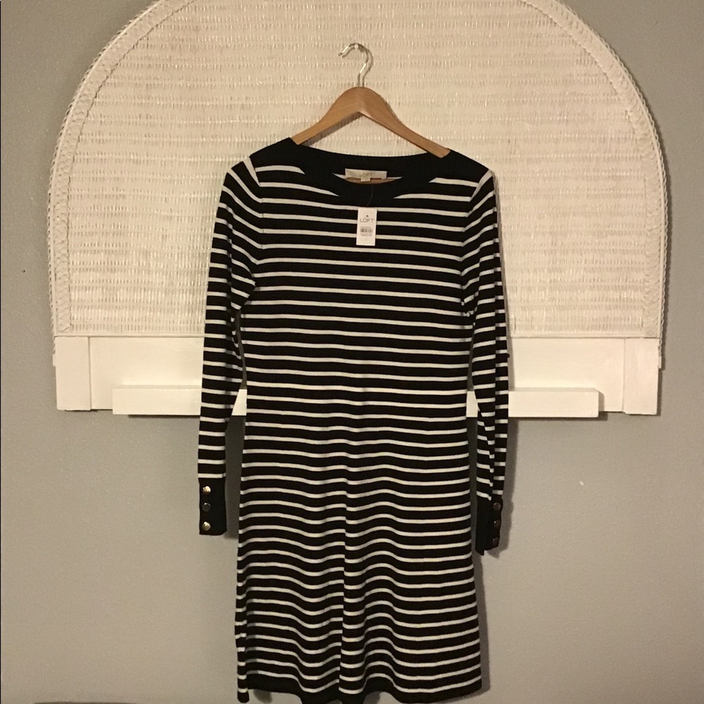 Loft Women’s Black and White Striped Dress (NWT) - Picture 3 of 10